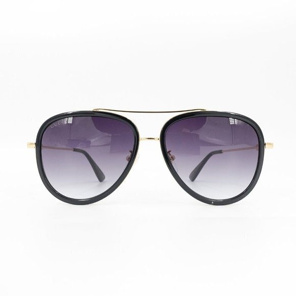 Gucci GG0062 Aviator Polarized Sunglasses Black Gray OS